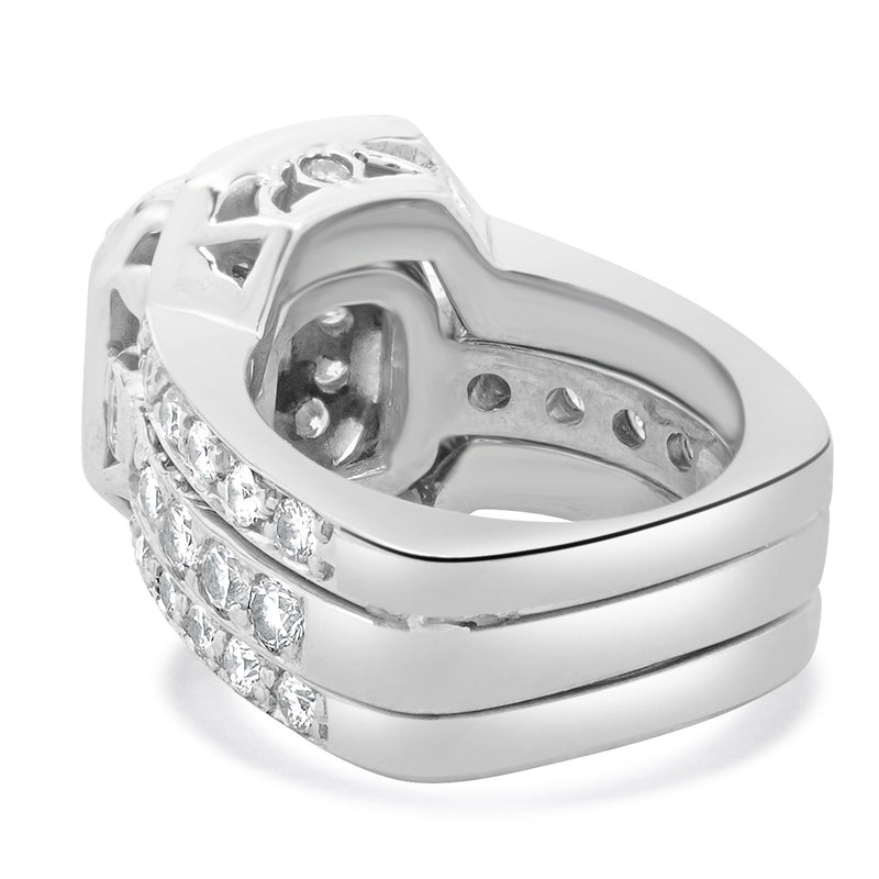 14 Karat White Gold Emerald Cut Diamond Engagement Ring Set