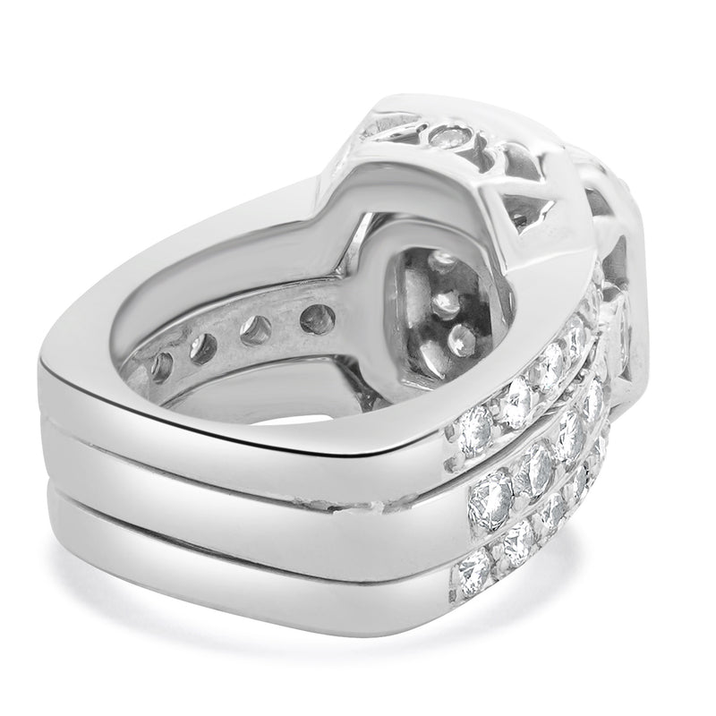 14 Karat White Gold Emerald Cut Diamond Engagement Ring Set