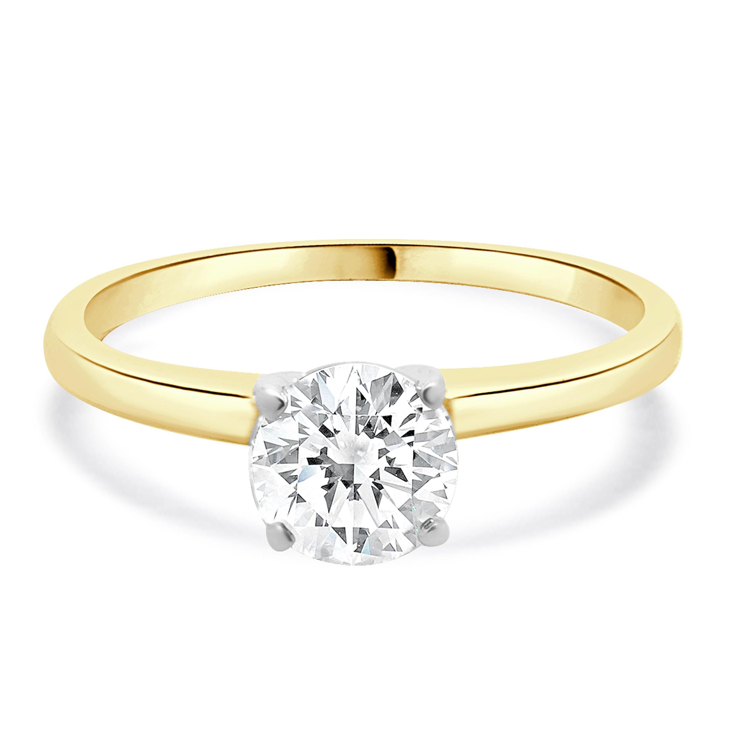 14 Karat Yellow Gold Round Diamond Solitaire Engagement Ring – The ...