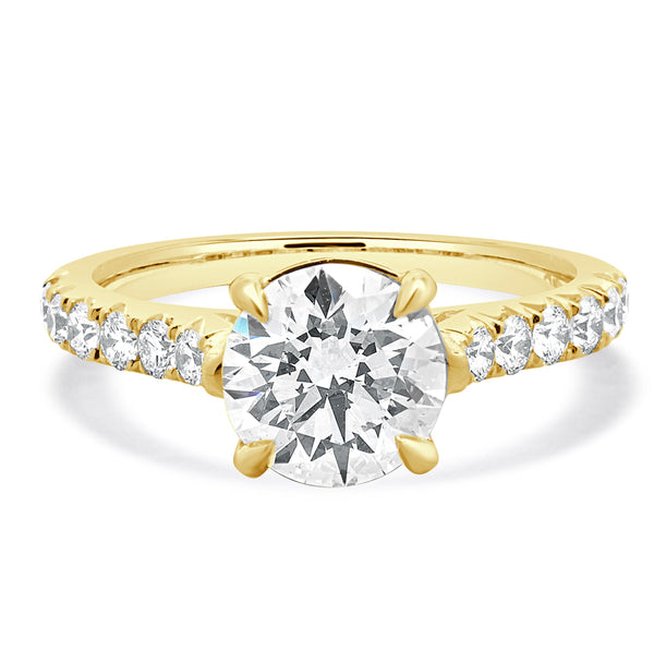 14 Karat Yellow Gold Round Diamond Engagement Ring