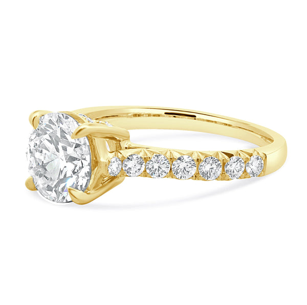 14 Karat Yellow Gold Round Diamond Engagement Ring