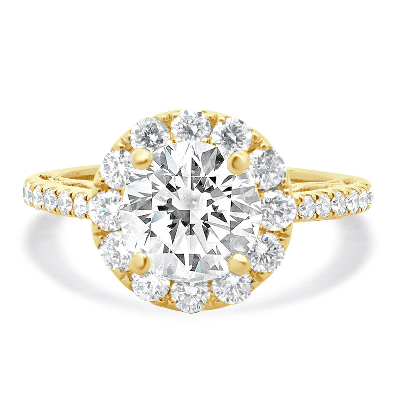 18 Karat Yellow Gold Round Brilliant Cut Diamond Engagement Ring