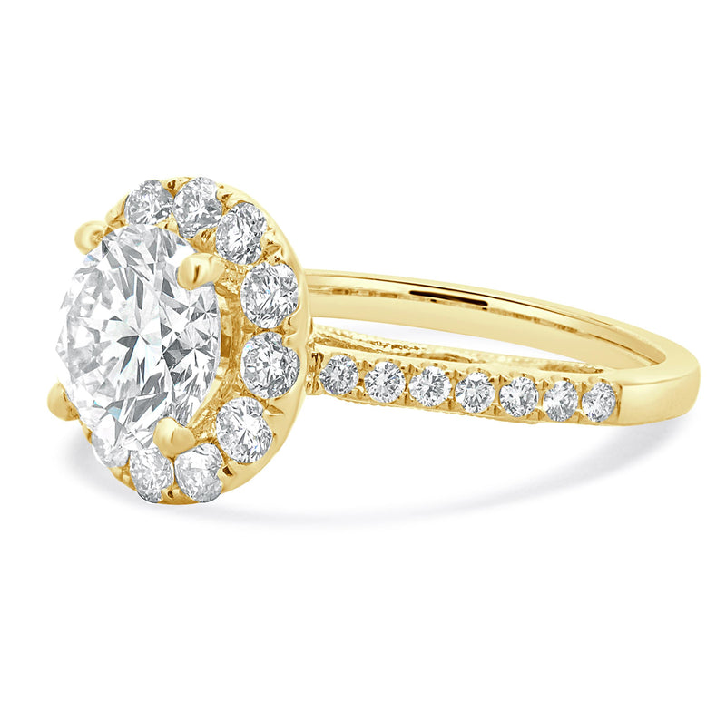 18 Karat Yellow Gold Round Brilliant Cut Diamond Engagement Ring