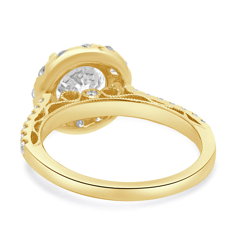18 Karat Yellow Gold Round Brilliant Cut Diamond Engagement Ring