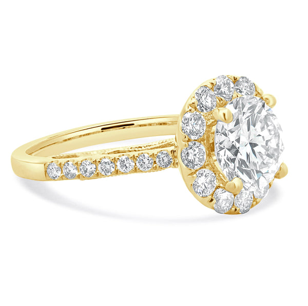 18 Karat Yellow Gold Round Brilliant Cut Diamond Engagement Ring