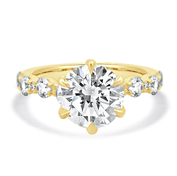 14 Karat Yellow Gold Round Brilliant Cut Diamond Engagement Ring