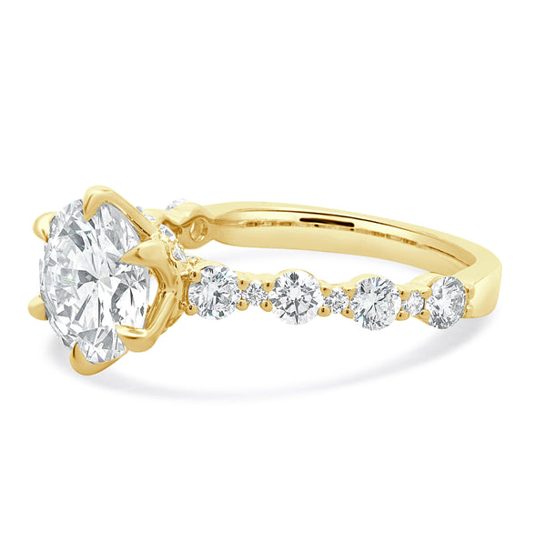 14 Karat Yellow Gold Round Brilliant Cut Diamond Engagement Ring