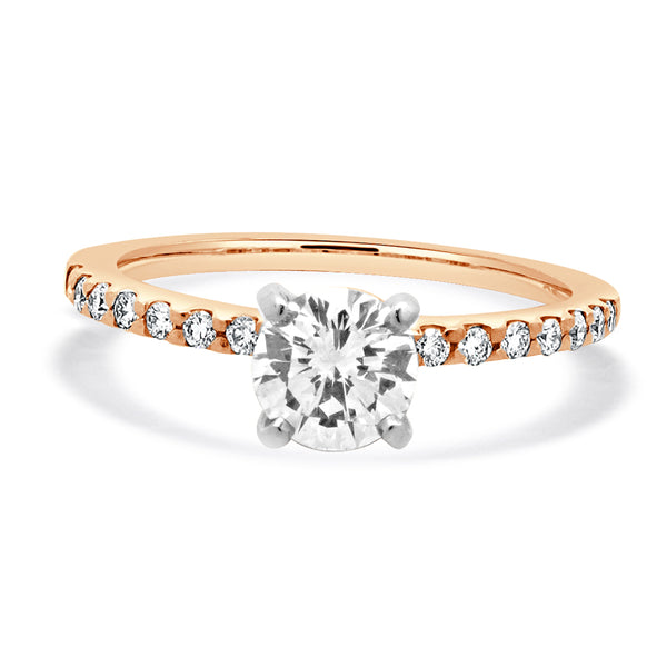 14 Karat Rose Gold Round Cut Diamond Engagement Ring