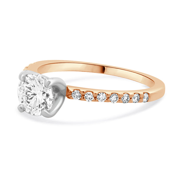 14 Karat Rose Gold Round Cut Diamond Engagement Ring