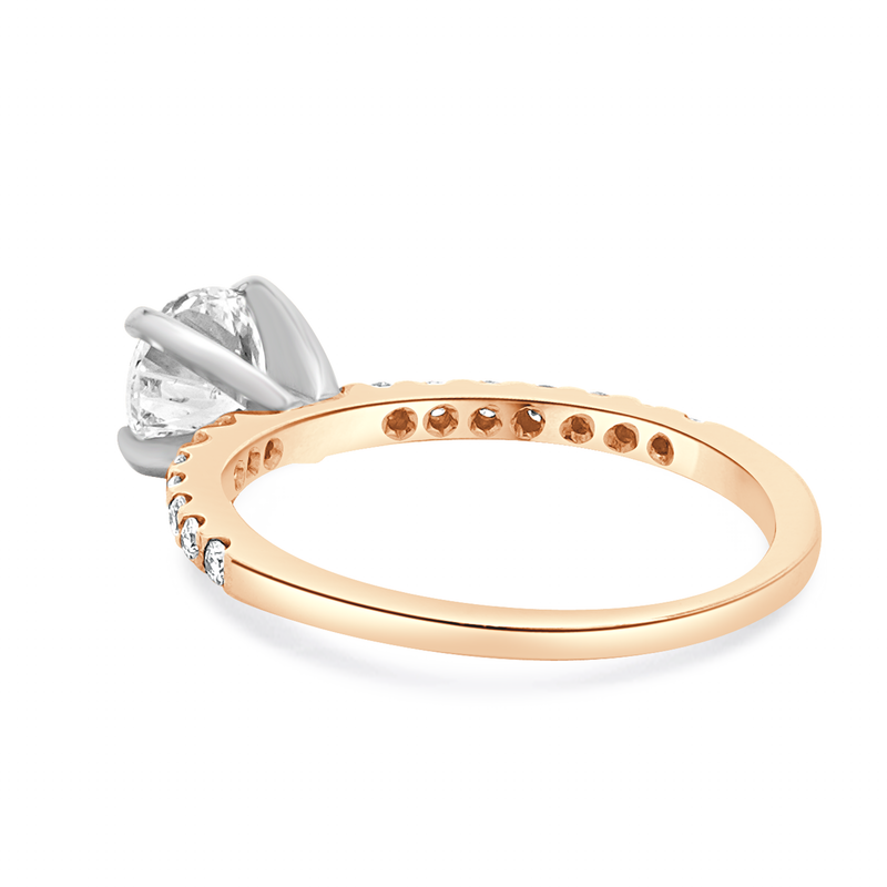 14 Karat Rose Gold Round Cut Diamond Engagement Ring