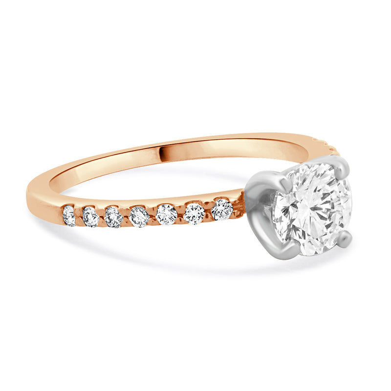 14 Karat Rose Gold Round Cut Diamond Engagement Ring