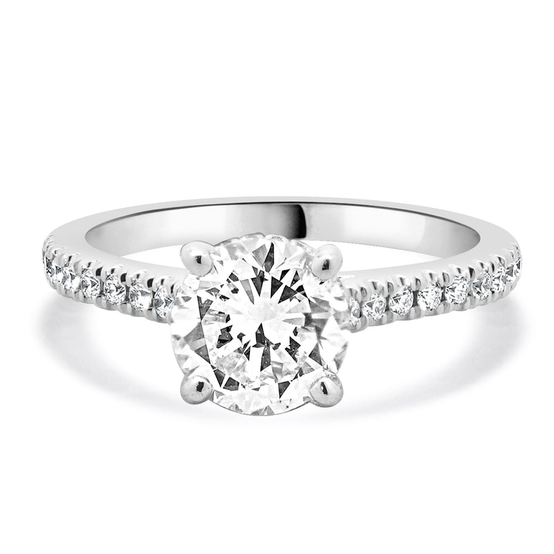 14 Karat White Gold Round Brilliant Cut Diamond Engagement Ring