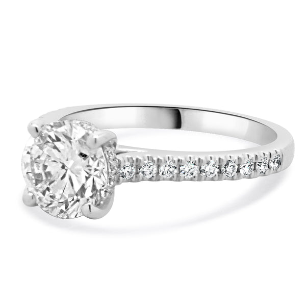 14 Karat White Gold Round Brilliant Cut Diamond Engagement Ring