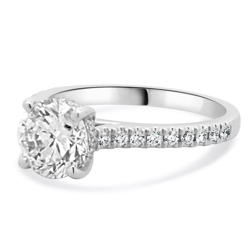 14 Karat White Gold Round Brilliant Cut Diamond Engagement Ring