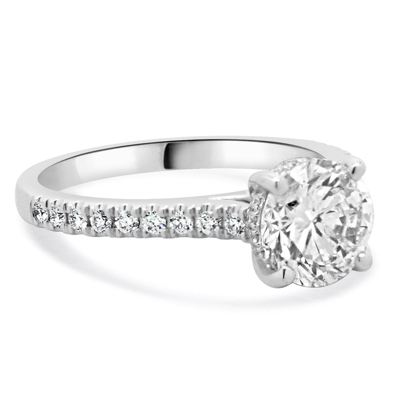 14 Karat White Gold Round Brilliant Cut Diamond Engagement Ring