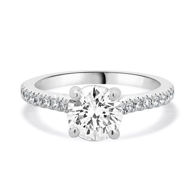 14 Karat White Gold Round Brilliant Cut Diamond Engagement Ring