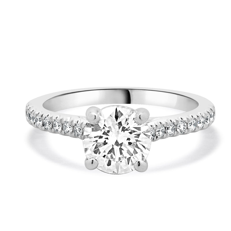 14 Karat White Gold Round Brilliant Cut Diamond Engagement Ring