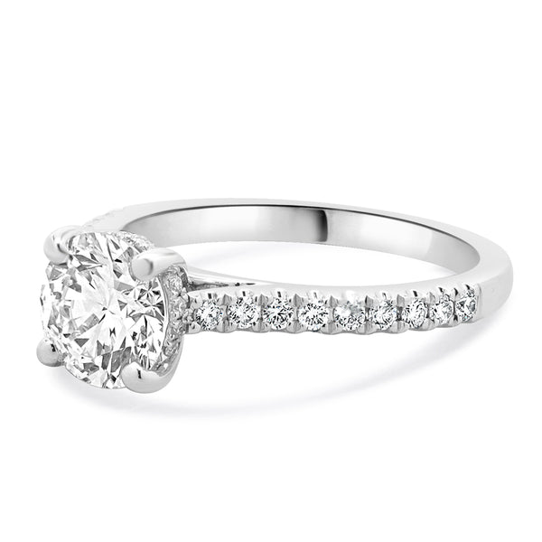 14 Karat White Gold Round Brilliant Cut Diamond Engagement Ring