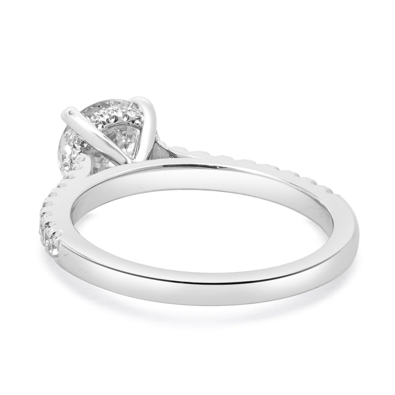 14 Karat White Gold Round Brilliant Cut Diamond Engagement Ring