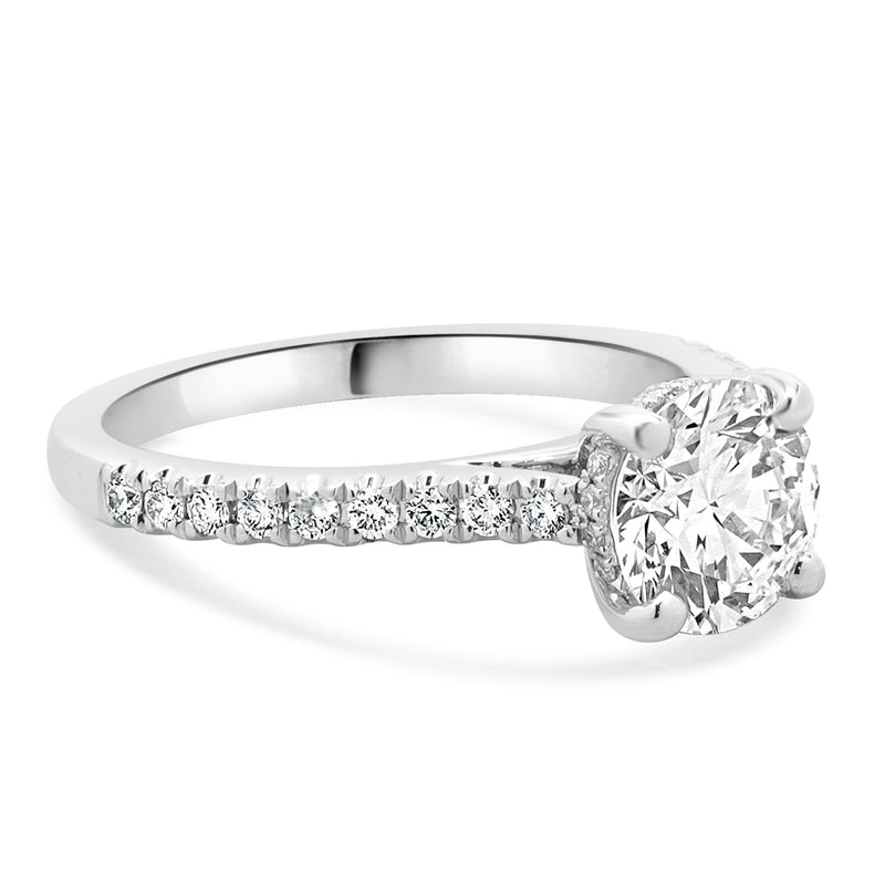 14 Karat White Gold Round Brilliant Cut Diamond Engagement Ring