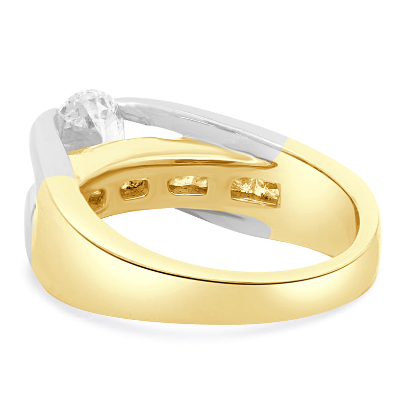 18 Karat White & Yellow Gold Oval Cut Diamond Engagement Ring