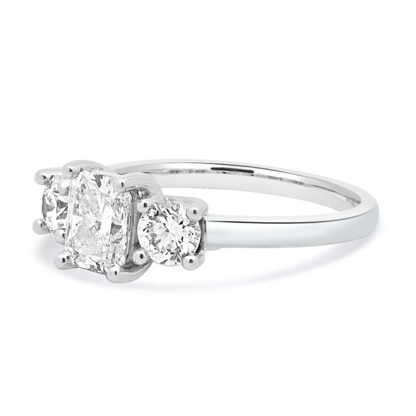 14 Karat White Gold Radiant Cut Diamond Engagement Ring