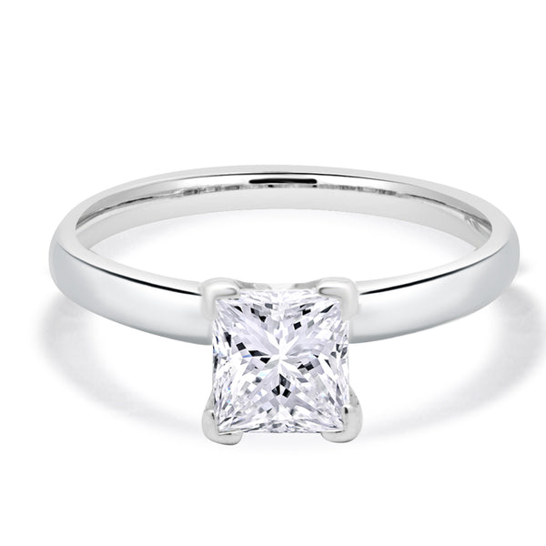 14 Karat White Gold Princess Cut Diamond Solitaire Engagement Ring