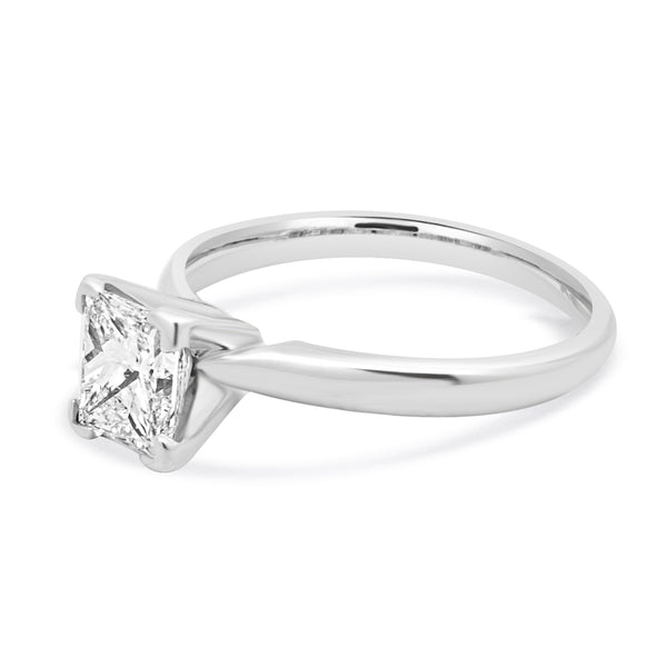 14 Karat White Gold Princess Cut Diamond Solitaire Engagement Ring