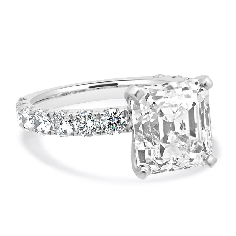 18 Karat White Gold Asscher Cut Diamond Engagement Ring