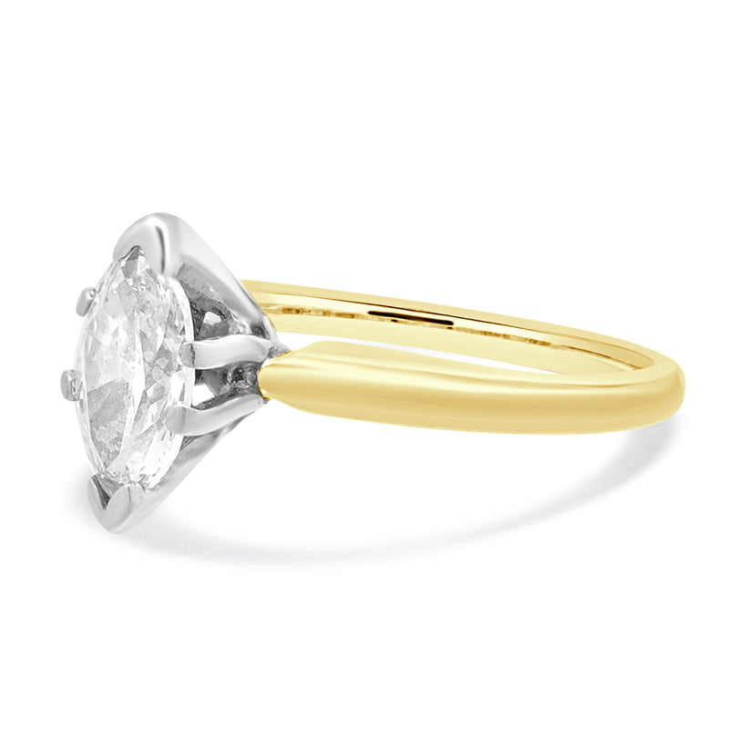 14 Karat Yellow Gold Marquise Diamond Solitaire Engagement Ring