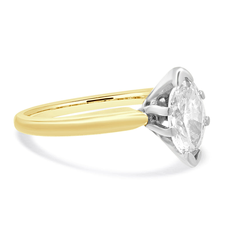 14 Karat Yellow Gold Marquise Diamond Solitaire Engagement Ring