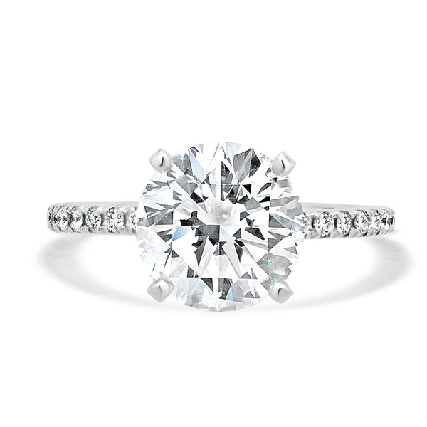 14 Karat White Gold Round Brilliant Diamond Engagement Ring