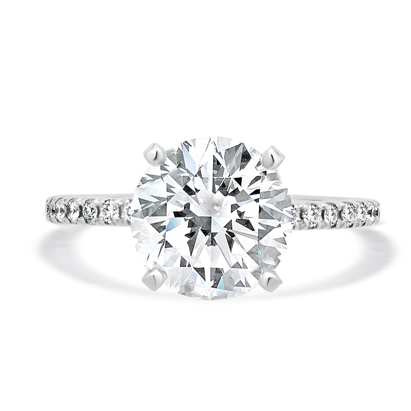 14 Karat White Gold Round Brilliant Diamond Engagement Ring