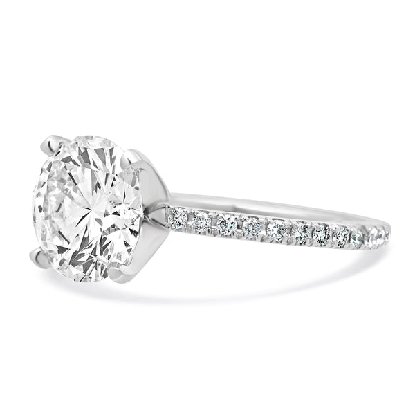 14 Karat White Gold Round Brilliant Diamond Engagement Ring