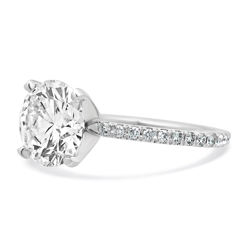 14 Karat White Gold Round Brilliant Diamond Engagement Ring