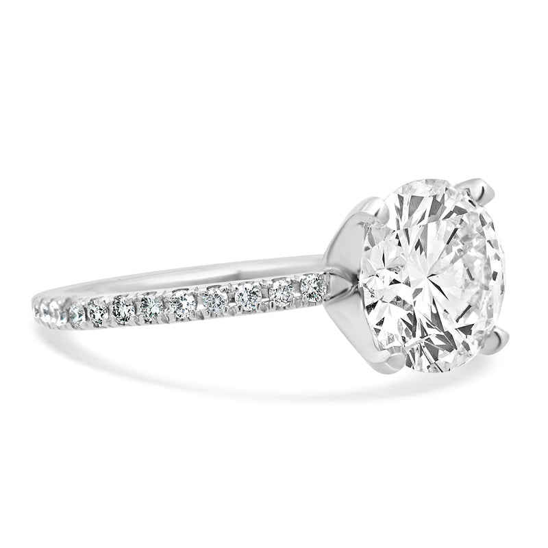 14 Karat White Gold Round Brilliant Diamond Engagement Ring