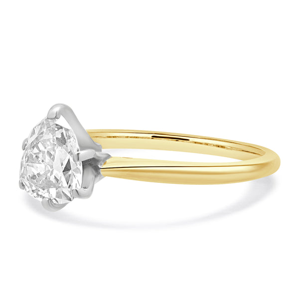 14 Karat Two Tone Pear Shaped Diamond Solitaire Ring