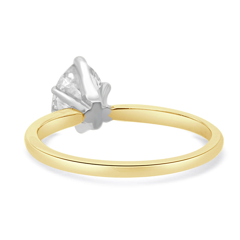 14 Karat Two Tone Pear Shaped Diamond Solitaire Ring