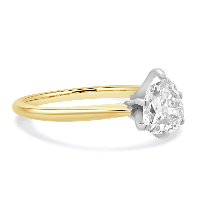 14 Karat Two Tone Pear Shaped Diamond Solitaire Ring
