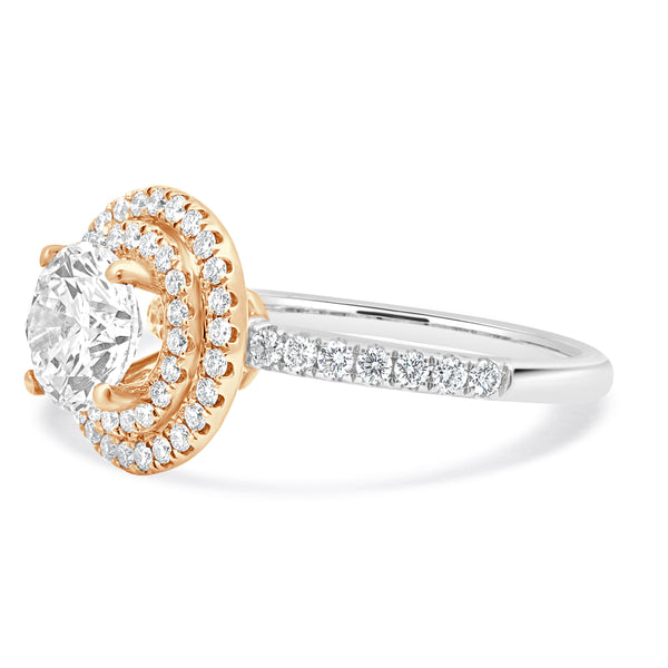 14 Karat Two-Tone Double Halo Diamond Engagement Ring