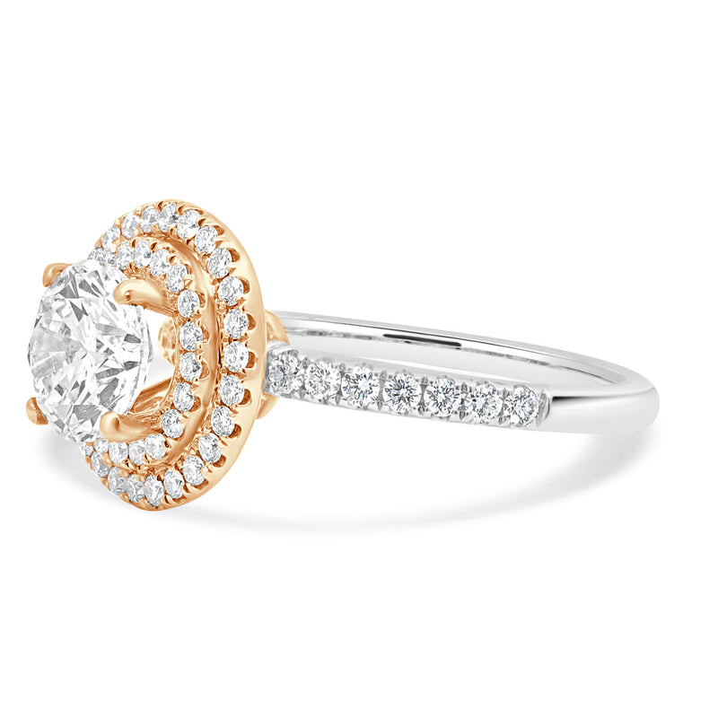 14 Karat Two-Tone Double Halo Diamond Engagement Ring