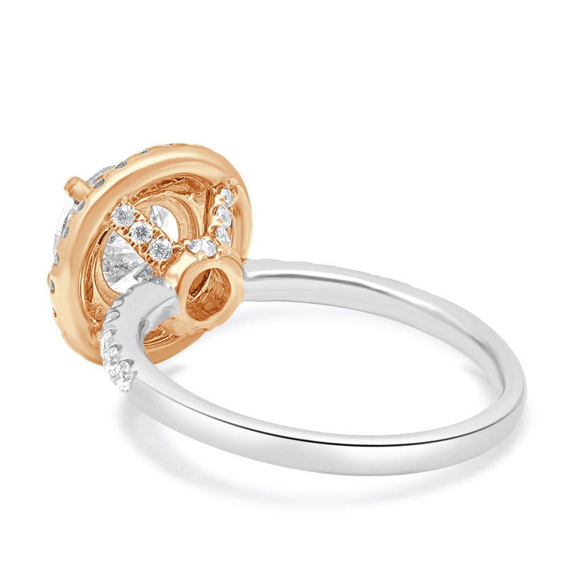 14 Karat Two-Tone Double Halo Diamond Engagement Ring