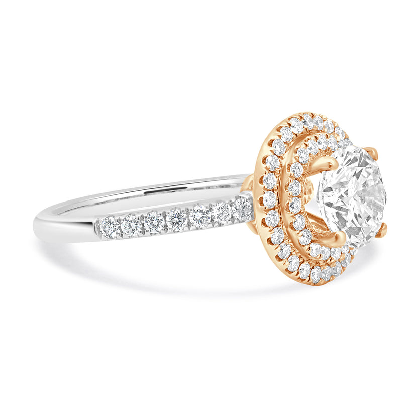 14 Karat Two-Tone Double Halo Diamond Engagement Ring