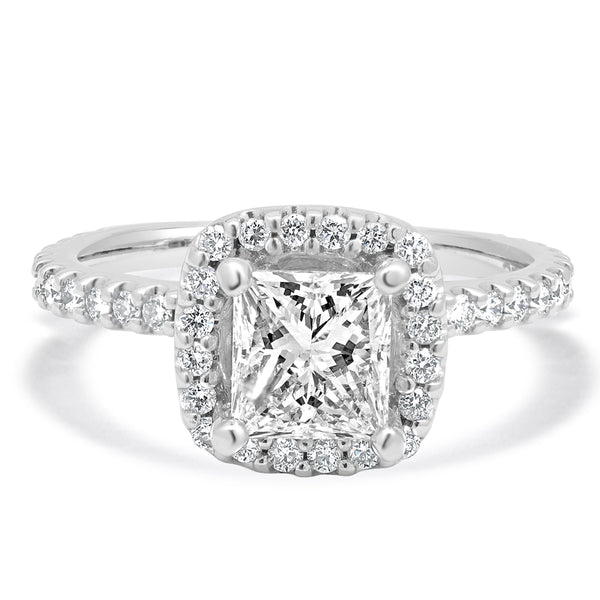 18 Karat White Gold Princess Cut Diamond Engagement Ring