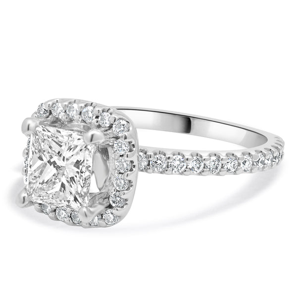 18 Karat White Gold Princess Cut Diamond Engagement Ring