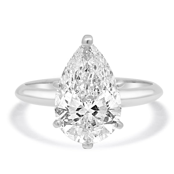 14K White Gold Pear Diamond Solitaire Engagement Ring