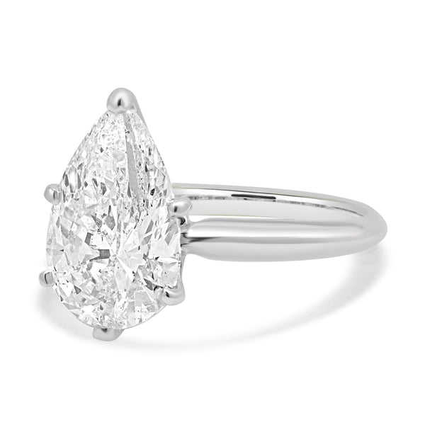 14K White Gold Pear Diamond Solitaire Engagement Ring