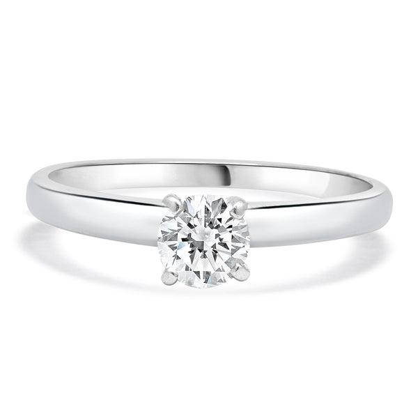 14K White Gold & Platinum Leo Cut Diamond Solitaire Engagement Ring