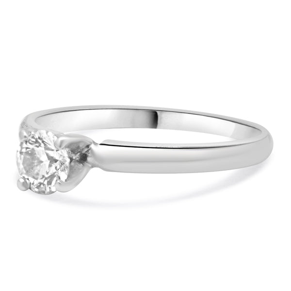14K White Gold & Platinum Leo Cut Diamond Solitaire Engagement Ring