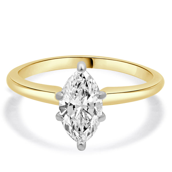 14K Yellow Gold Marquise Diamond Engagement Ring